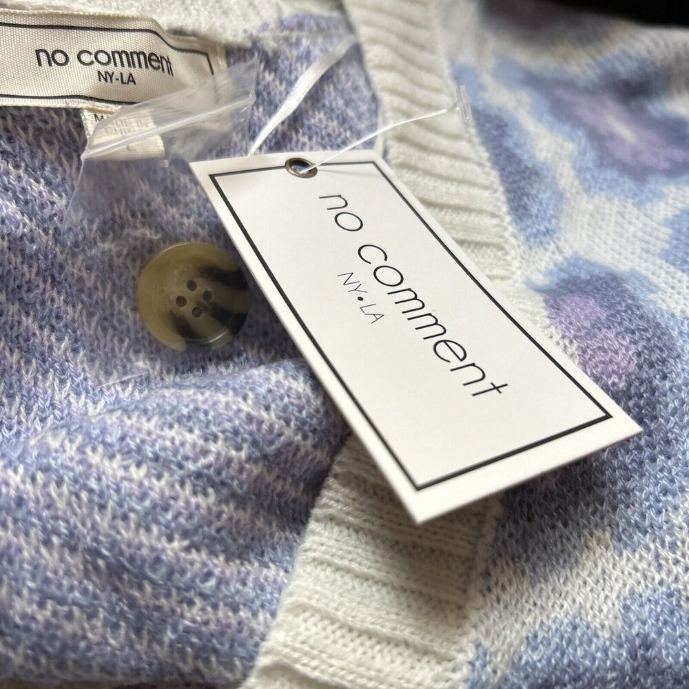 No Comment Knitted Sweater Cardigan Button Front Crop Multi Flower Floral L New - Picture 10 of 12